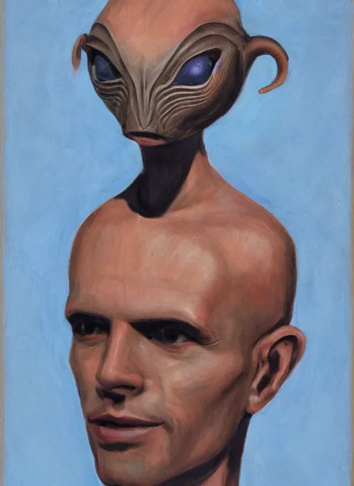 Image similar to portrait of a handsome human like male alien