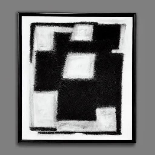 Prompt: a solemn simulacrum, abstract black and white painting, masterpiece