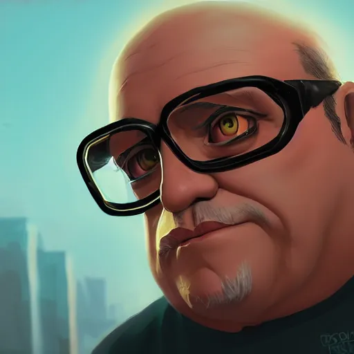 Image similar to portrait of metal danny devito, mattepainting concept blizzard pixar maya engine on stylized background splash comics global illumination lighting artstation lois van baarle, ilya kuvshinov, rossdraws