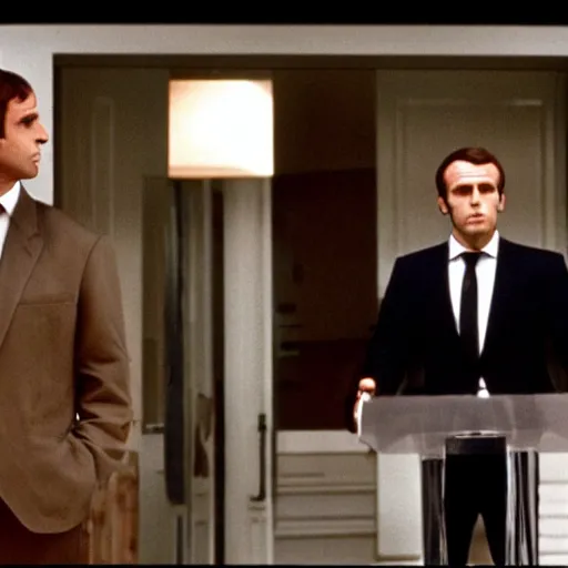 Image similar to alien Emmanuel Macron in American Psycho (1999)