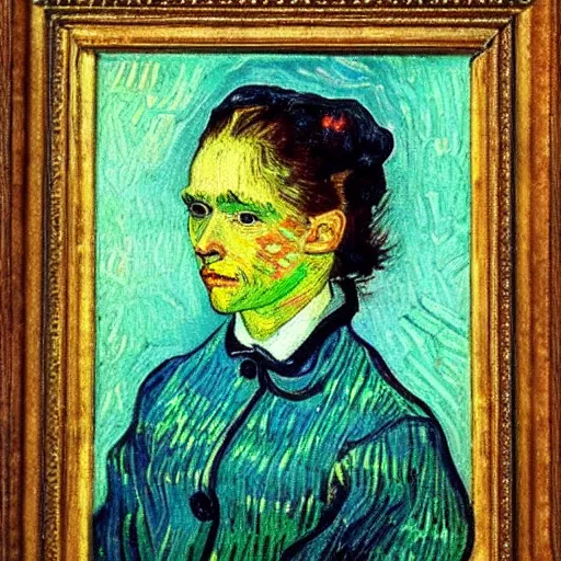Image similar to a portrait of a beautiful girl, painting by a drunk van gogh
