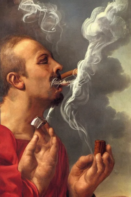 Image similar to god smoking a cuban cigar