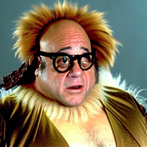 Prompt: film still of danny devito wearing his glasses as fizzgig in the dark crystal
