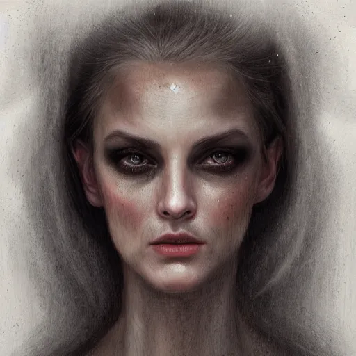 Image similar to the face of horror character portrait, lean face, cinematic lighting, glowing grey eyes, hyper - detailed, 4 k, high resolution, in the style of charlie bowater, tom bagshaw, single face, symmetrical, headshot photograph, insanely detailed and intricate, beautiful, elegant, watercolor, cinematic, portrait, raphaelite, headroom, pierre - auguste renoir