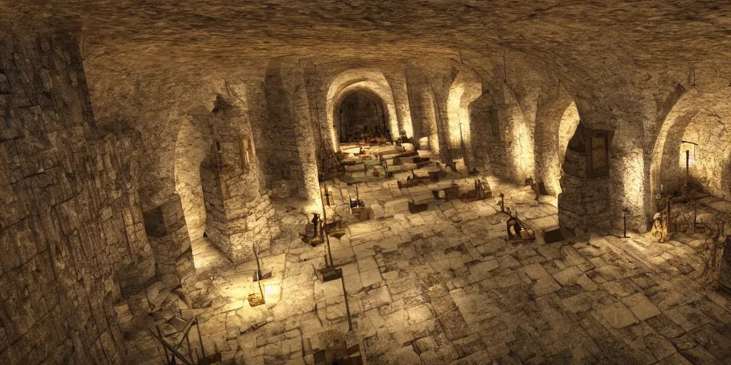 Prompt: medieval underground city, high definition, high detail, photorealistic, 8k,