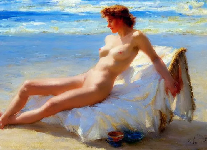 Image similar to gigachad relaxing on the beach by vladimir volegov and alexander averin and delphin enjolras and daniel f. gerhartz