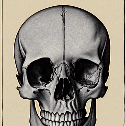 Prompt: human skull cross section