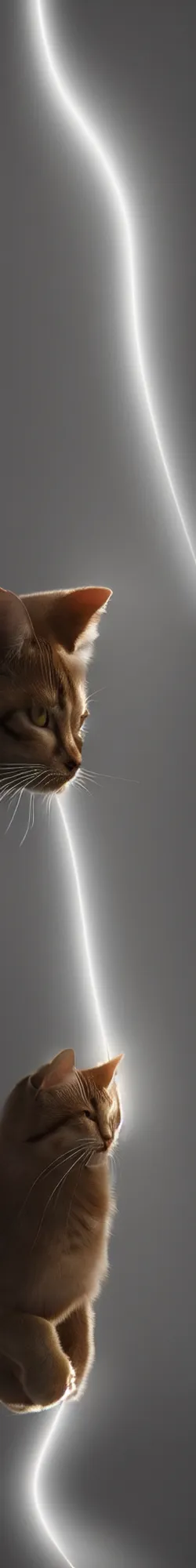 Image similar to a long long long vertical cat, photorealistic photography, volumetric light, macro
