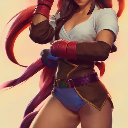 Image similar to pokimane as a street fighter character, cg animation, capcom, realistic, character select portrait, by artgerm, greg rutkowski, alphonse mucha, 3 d