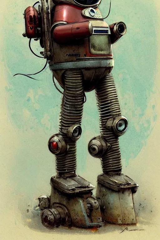 Image similar to adventurer ( ( ( ( ( 1 9 5 0 s retro future robot android fat wise old owl android. muted colors. ) ) ) ) ) by jean baptiste monge!!!!!!!!!!!!!!!!!!!!!!!!! chrome red