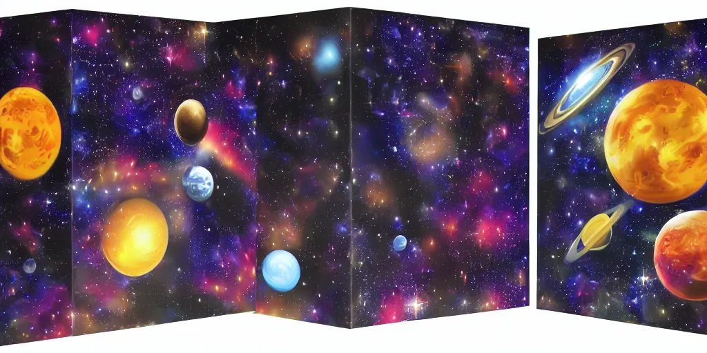 Image similar to box is bigger on the inside. background outer space. detailed. photorealistic