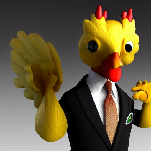 Image similar to a high quality photo of a chicken wearing a suit, 8k, artstation