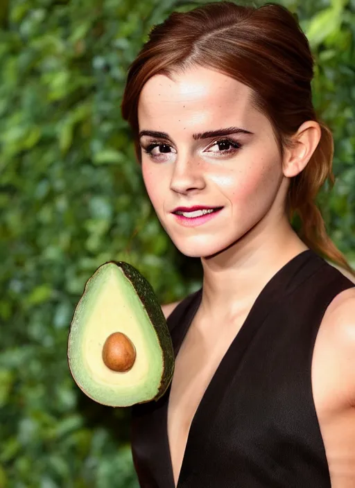 Prompt: emma watson as an avocado, high quality photography
