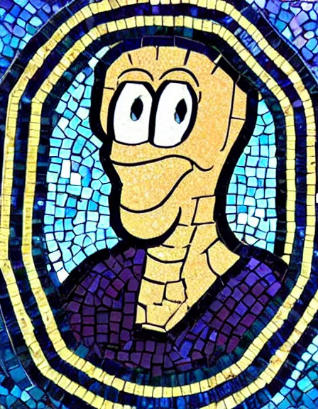 Prompt: A mosaic of Handsome Squidward