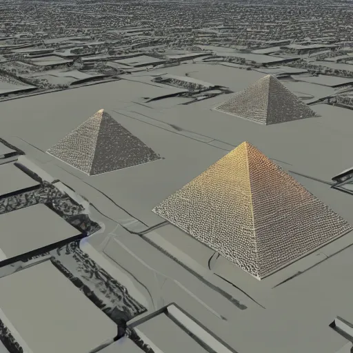 Prompt: futuristic Giza pyramids circa year 3000