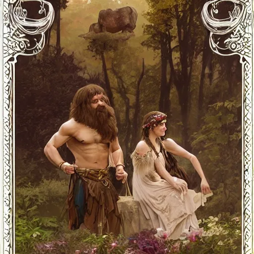 Image similar to Neanderthal wedding, original historical photo, highly detailed, sharp focus, illustration, by artgerm and greg rutkowski and alphonse mucha and loish and WLOP