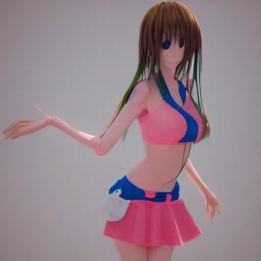 Image similar to 3 d anime girl made of plastic