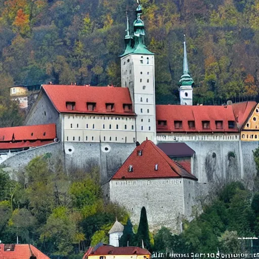 Prompt: Sauron\'s army surrounding the Ljubljana castle in Slovenia