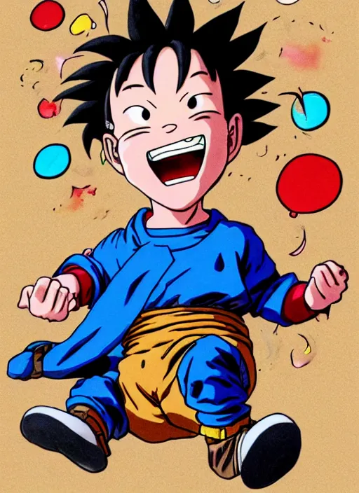 Image similar to portrait of happy boy in the style of akira toriyama