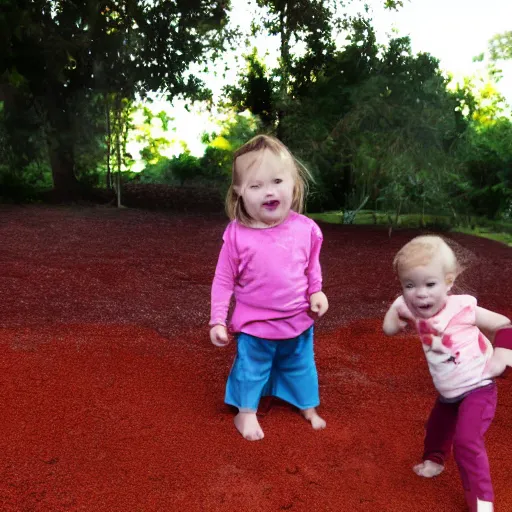 Image similar to toddlers playing in lava