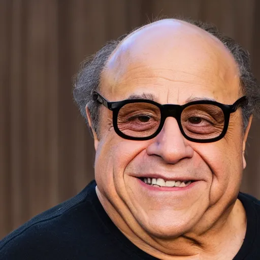 Image similar to Danny Devito portrait, XF IQ4, f/1.4, ISO 200, 1/160s, 8K, Sense of Depth, color and contrast corrected, Nvidia AI, Dolby Vision, in-frame