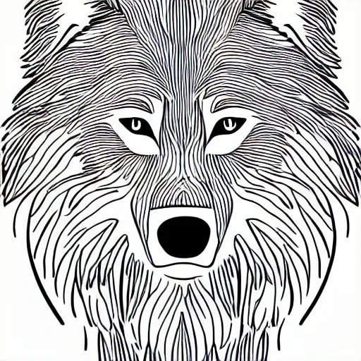 Image similar to full-body wolf template base, digital line-art, outline-only, simple, no color, high quality, HD, 8K