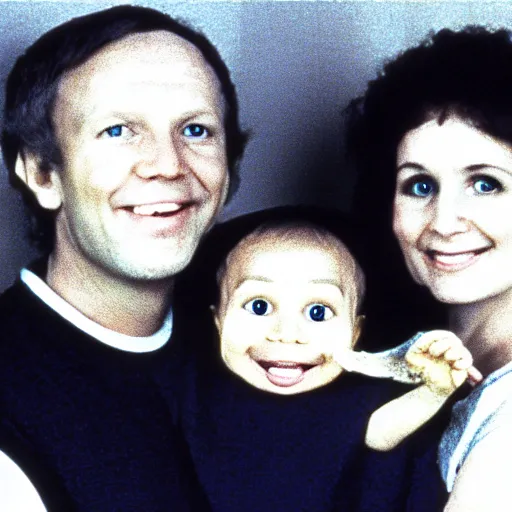 Image similar to family photo, with et, 1 9 8 4