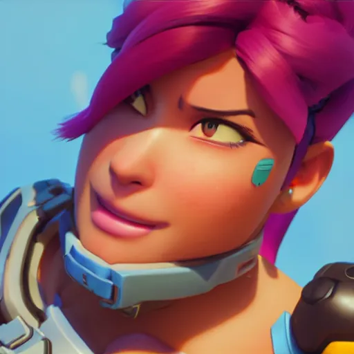 Image similar to a wholesome animation key shot of zarya from overwatch, close up, studio ghibli, pixar and disney animation, sharp, rendered in unreal engine 5, clear sky, anime key art by greg rutkowski, bloom, dramatic lighting