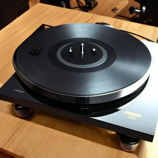 Image similar to a cyberpunk Technics MK2 turntable