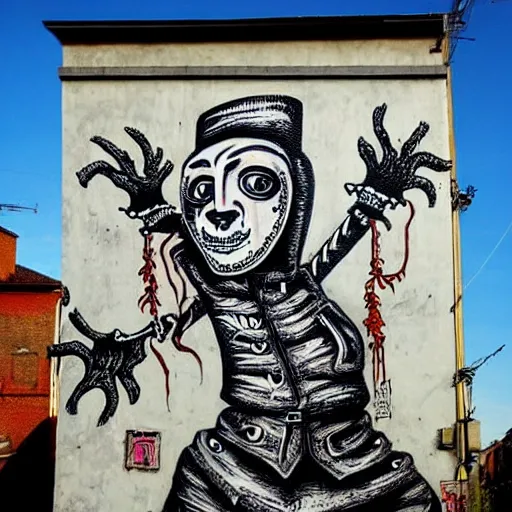 Image similar to transylvanian folk art, in the style of graffiti, made by phlegm