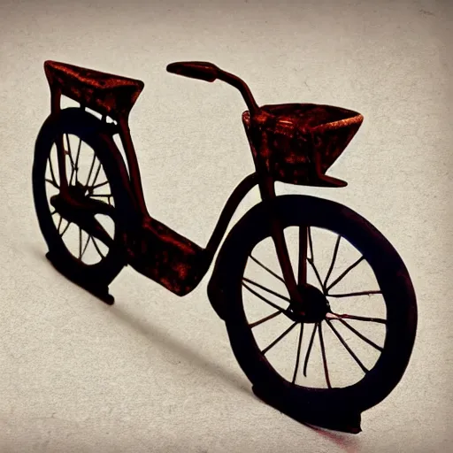 Prompt: a bicycle made of chocolate