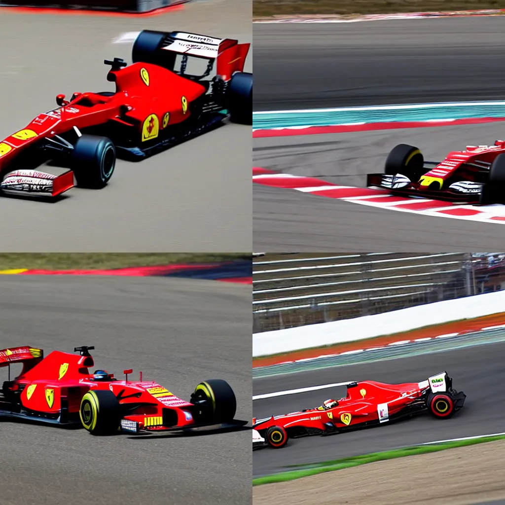 Prompt: Ferrari Formula 1 car drifting
