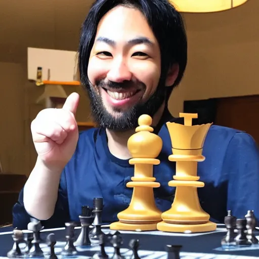 Hikaru nakamura playing chess. anime style