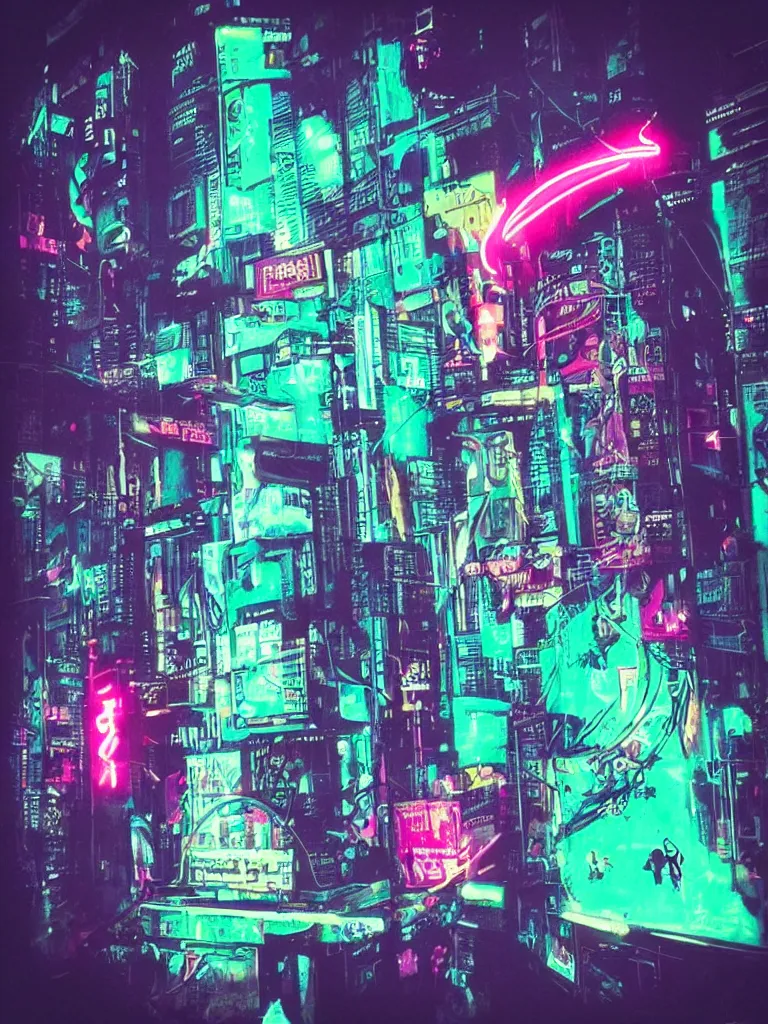 Image similar to “cyberpunk tarot cards, neon, futuristic”