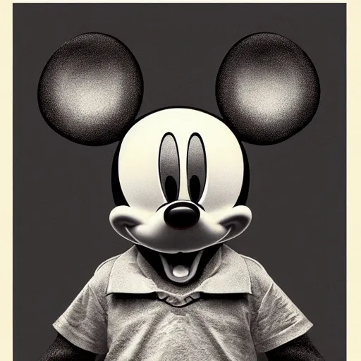 Image similar to front view of a demonic mickey mouse with compound eyes, symmetrical, photo by jean - baptiste monge!!!!!!!!!!!!!!!!!!!!!!!!!!!