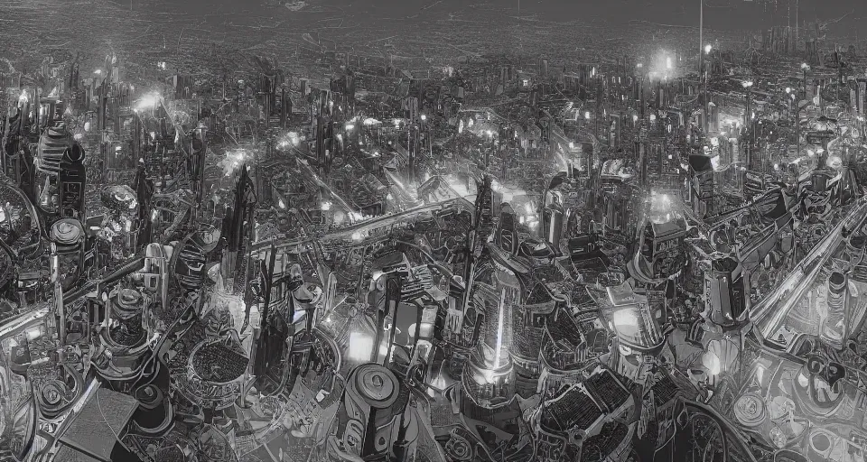 Prompt: view on futuristic city in the horizon, illustration by nicolas delort, detailed, sharp, 8 k