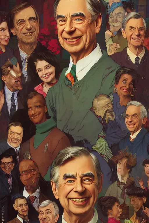 Prompt: Mister Rogers portrait by Stanley Artgerm Lau, greg rutkowski, thomas kindkade, alphonse mucha, loish, norman Rockwell