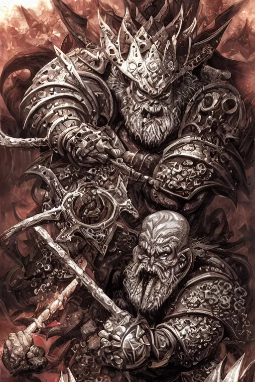 Image similar to chaos dwarf, fantasy, warhammer, highly detailed, digital art, sharp focus, trending on art station, kentaro miura manga art style