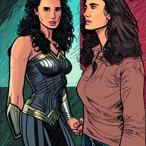 Image similar to portrait of a woman who looks like gal gadot and jennifer connelly, by laurie greasley and james stokoe