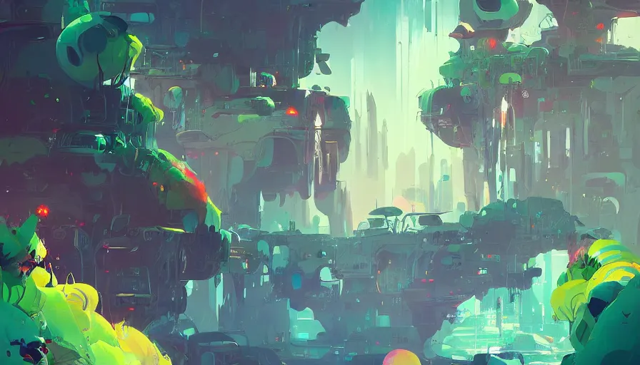 Image similar to Beautiful overgrown landscape with waterfalls and futuristic buildings, by Anton Fadeev, by Ismail Inceoglu, concept art, highly detailed, soft lighting, oil on canvas