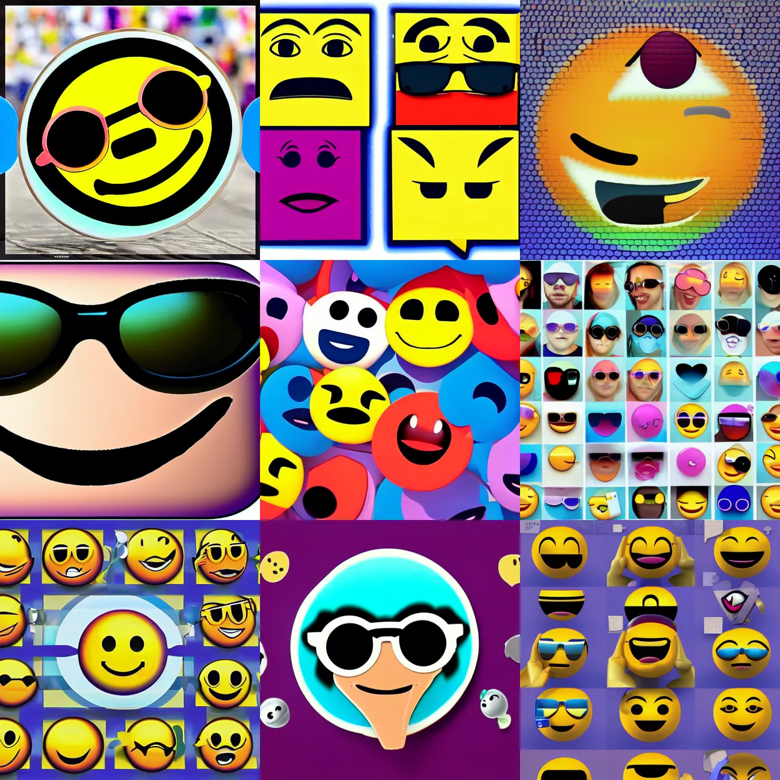Prompt: 3d 1990s emoji. Smiling with sunglasses. 😎. Geocities. Yahoo. AOL. Netscape.