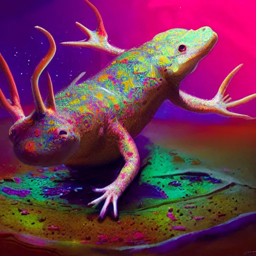 Image similar to Photorealistic magic dmt axolotl. Hyperdetailed photorealism, 108 megapixels, amazing depth, glowing rich colors, powerful imagery, psychedelic Overtones, 3D finalrender, 3d shading, cinematic lighting, artstation concept art