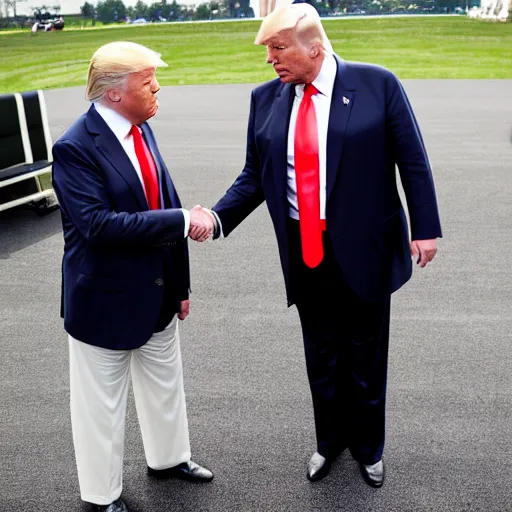 Image similar to donald trump and magnus carlsen shaking hands