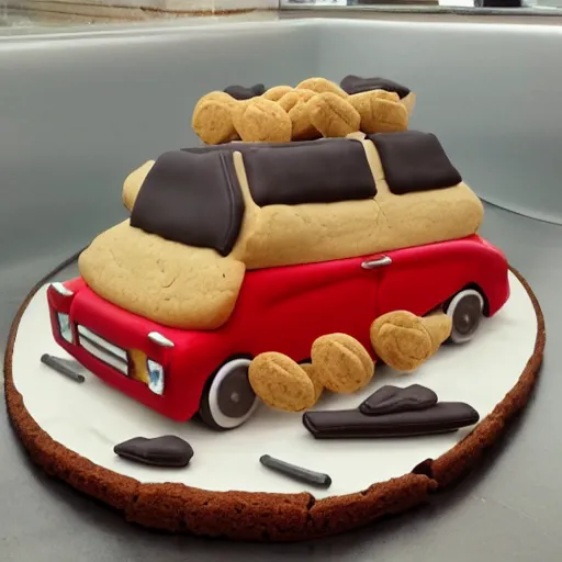 Image similar to realistic car made of cookies