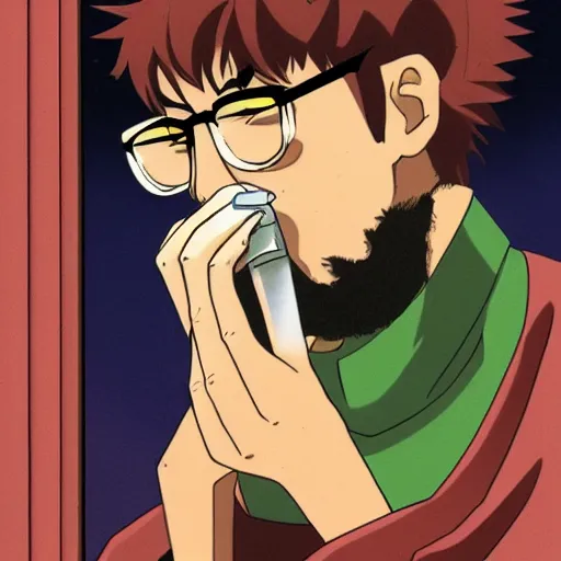 Image similar to gendo ikari smoking a joint