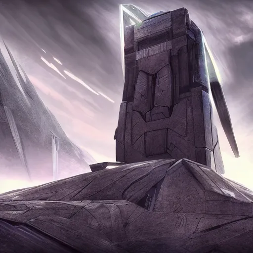 Image similar to Monolithic forerunner structure, halo 4, detailed, digital art, wide-shot