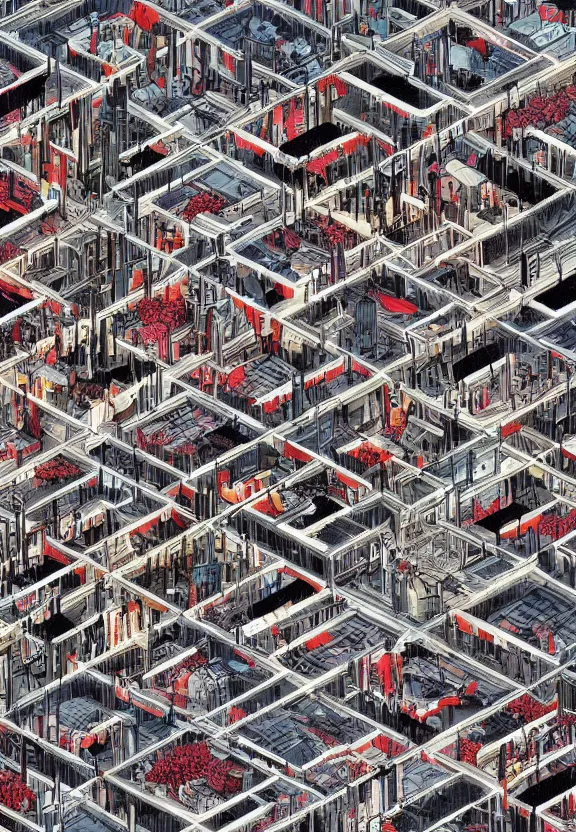 Image similar to [Underground city with checkered!! flags, brutalism! and little mushrooms. Propaganda!!! poster!!!!!, elegant, highly detailed, digital painting, artstation, concept art, matte, sharp focus, illustration, art by Enki Bilal and Moebius]