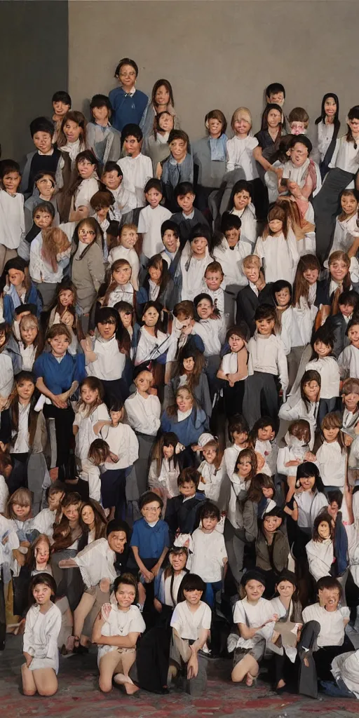 Image similar to oil painting scene from photographer takes group school photo by kim jung gi