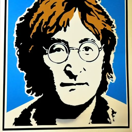 Image similar to individual john lennon silk screen portrait banksy style