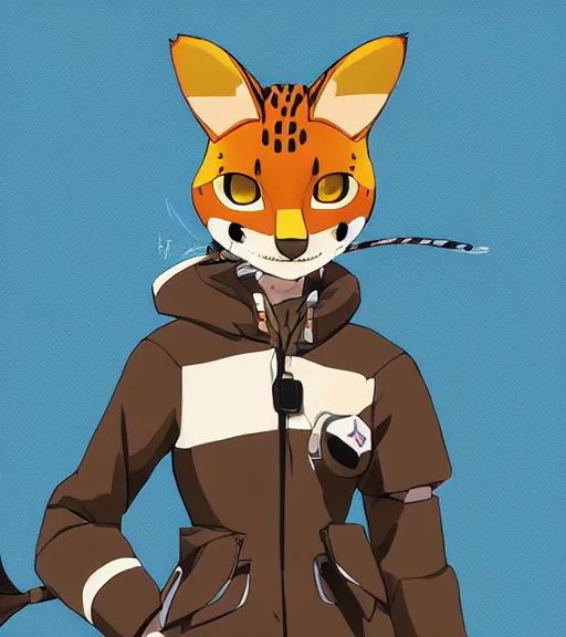 Image similar to serval from kemono friends, kemono furenzu, high quality, digital painting